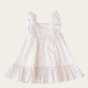 Jamie Kay Organic Cotton Ruby Dress - Natural Limonium floral - 2Y